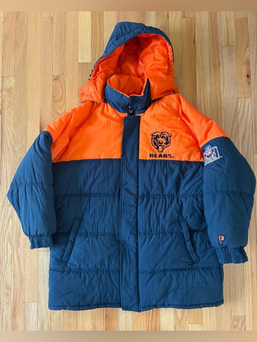 Vintage Chicago Bears Parka Puffer Jacket Pro Player Winter Coat Men’s Size XL